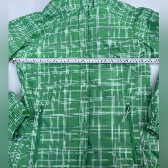 COLUMBIA Zip Up Hoodie windbreaker jacket Streetwear plaid pattern green - Picture 9 of 9
